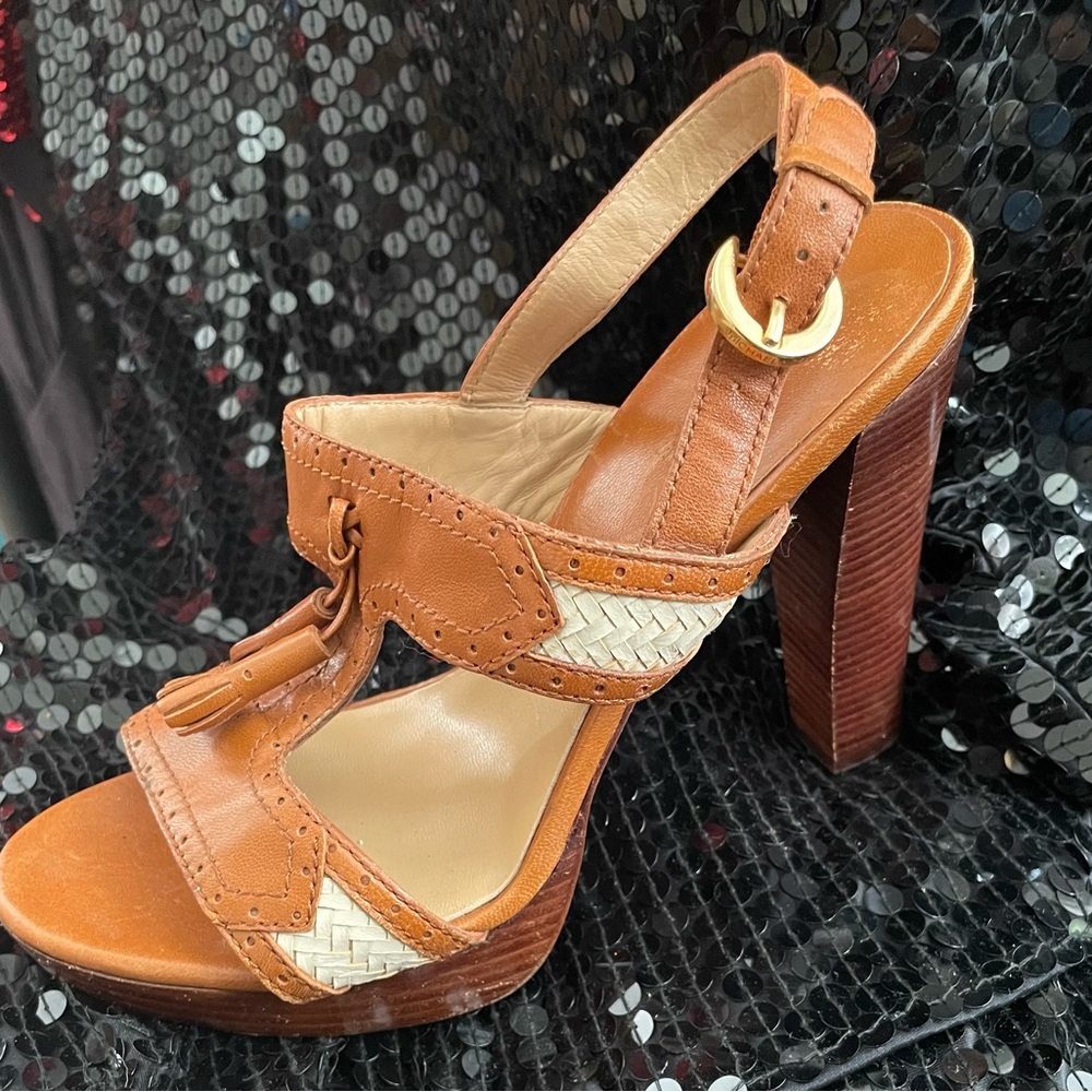 Size 8 Michael Kors Platform Tan Leather Women's Sandals